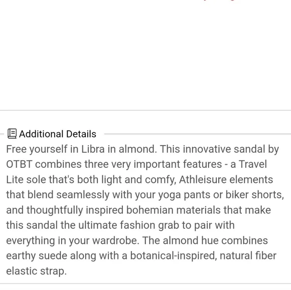 OTBT Libra Sandal Almond Women's 6 - Picture 12 of 13